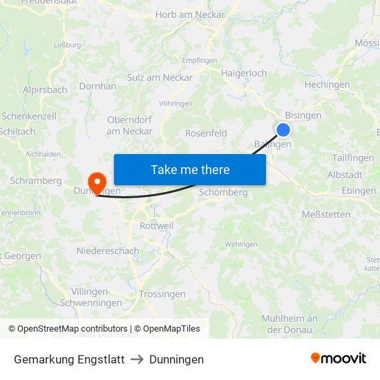 Gemarkung Engstlatt to Dunningen map