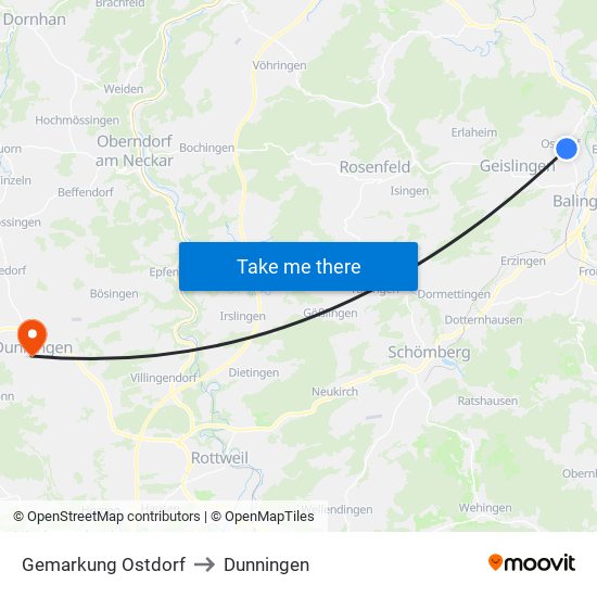 Gemarkung Ostdorf to Dunningen map