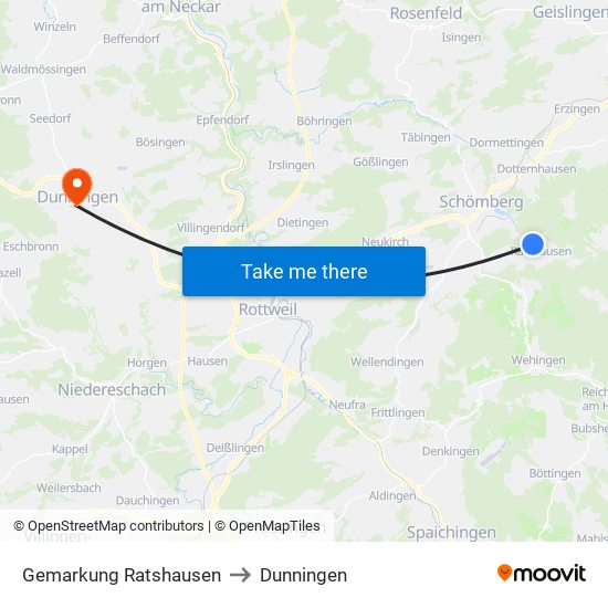 Gemarkung Ratshausen to Dunningen map