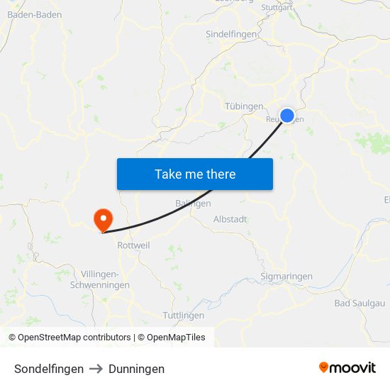 Sondelfingen to Dunningen map