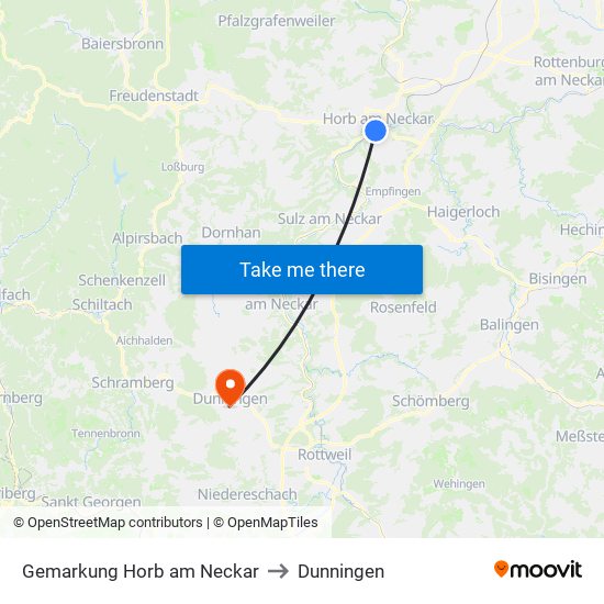 Gemarkung Horb am Neckar to Dunningen map