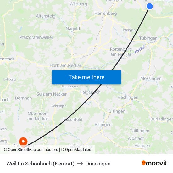 Weil Im Schönbuch (Kernort) to Dunningen map