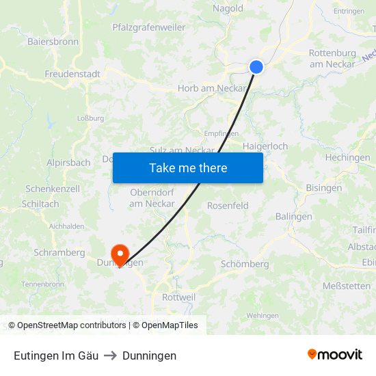 Eutingen Im Gäu to Dunningen map