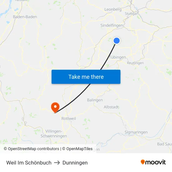 Weil Im Schönbuch to Dunningen map