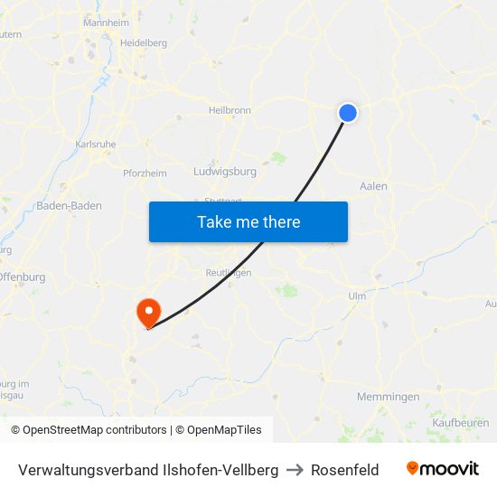 Verwaltungsverband Ilshofen-Vellberg to Rosenfeld map