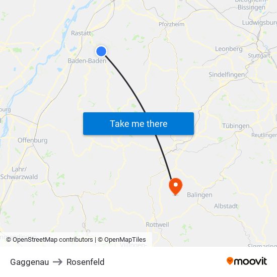 Gaggenau to Rosenfeld map