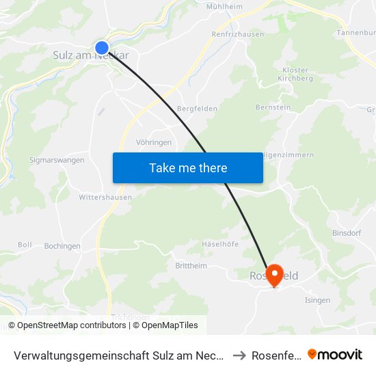 Verwaltungsgemeinschaft Sulz am Neckar to Rosenfeld map