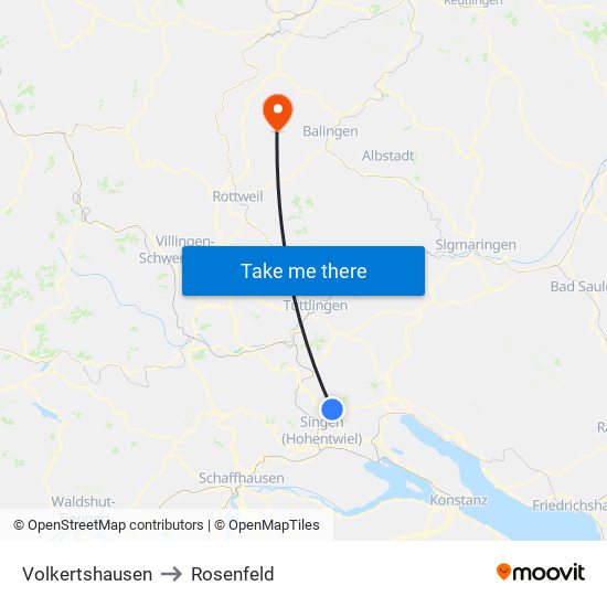 Volkertshausen to Rosenfeld map