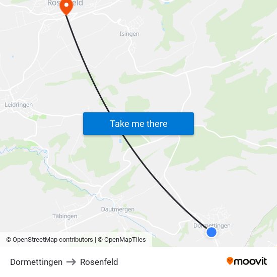 Dormettingen to Rosenfeld map