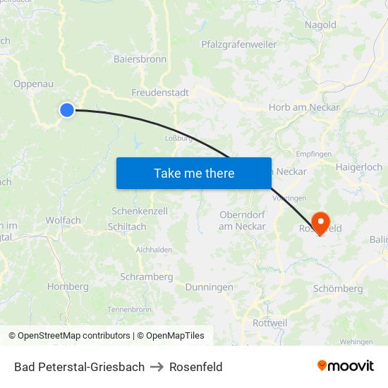 Bad Peterstal-Griesbach to Rosenfeld map