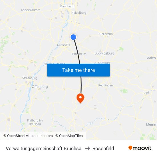 Verwaltungsgemeinschaft Bruchsal to Rosenfeld map