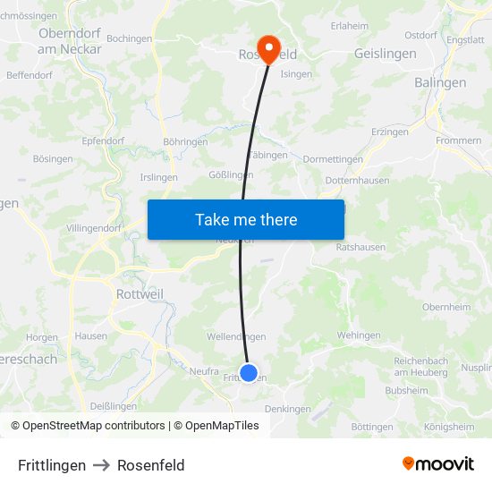 Frittlingen to Rosenfeld map