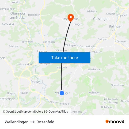Wellendingen to Rosenfeld map