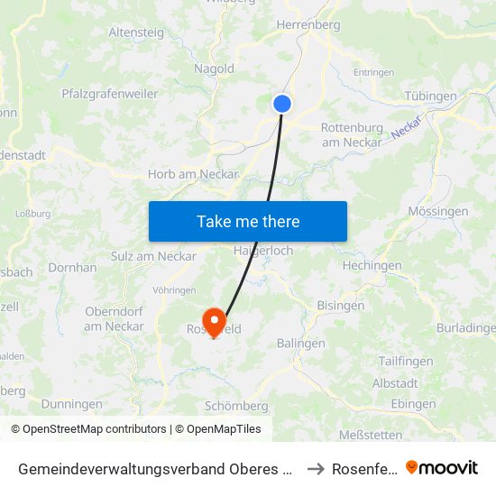 Gemeindeverwaltungsverband Oberes Gäu to Rosenfeld map