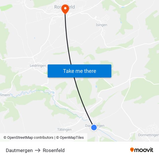 Dautmergen to Rosenfeld map