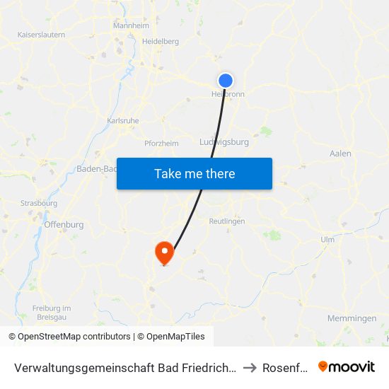 Verwaltungsgemeinschaft Bad Friedrichshall to Rosenfeld map