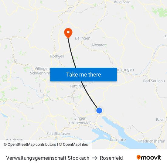 Verwaltungsgemeinschaft Stockach to Rosenfeld map