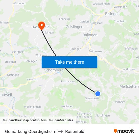 Gemarkung Oberdigisheim to Rosenfeld map