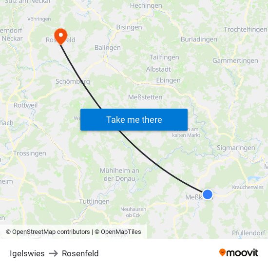 Igelswies to Rosenfeld map