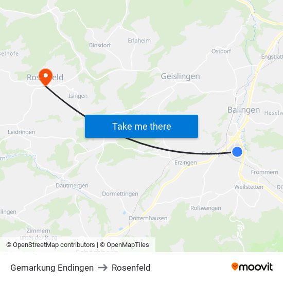 Gemarkung Endingen to Rosenfeld map