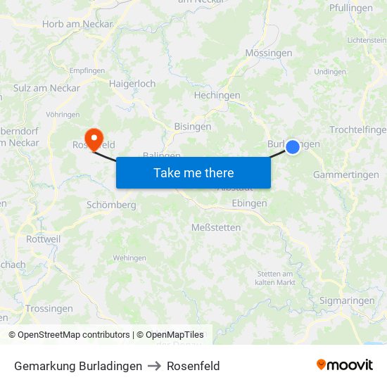 Gemarkung Burladingen to Rosenfeld map