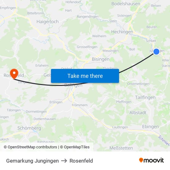 Gemarkung Jungingen to Rosenfeld map