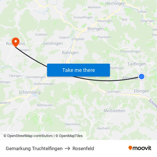Gemarkung Truchtelfingen to Rosenfeld map