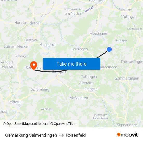 Gemarkung Salmendingen to Rosenfeld map