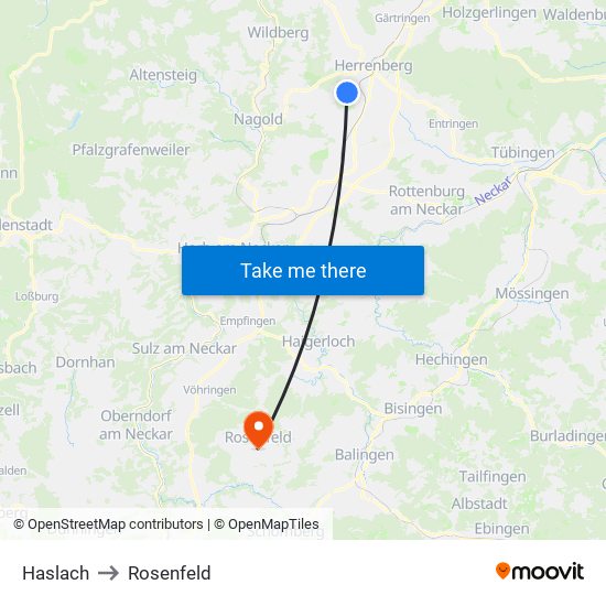 Haslach to Rosenfeld map