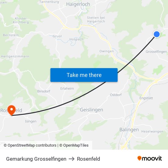 Gemarkung Grosselfingen to Rosenfeld map