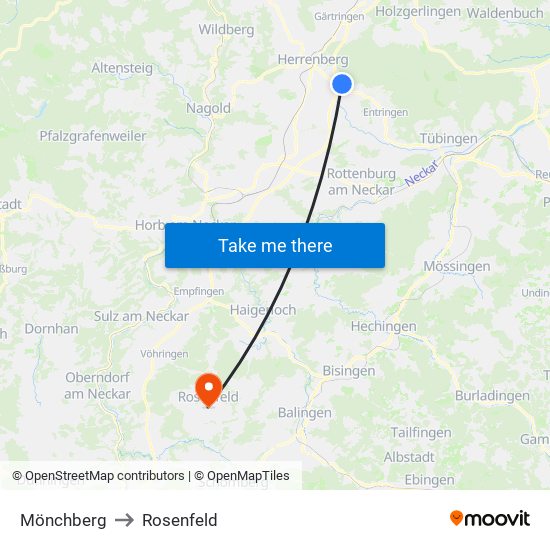 Mönchberg to Rosenfeld map