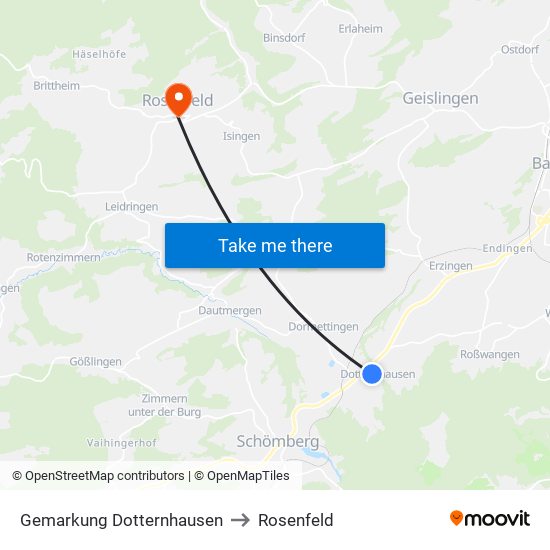 Gemarkung Dotternhausen to Rosenfeld map
