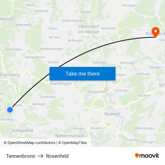 Tennenbronn to Rosenfeld map