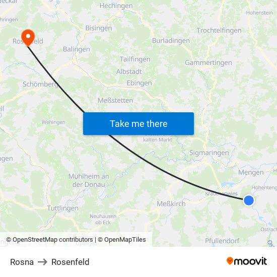 Rosna to Rosenfeld map