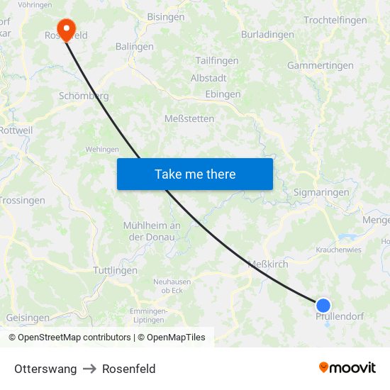 Otterswang to Rosenfeld map