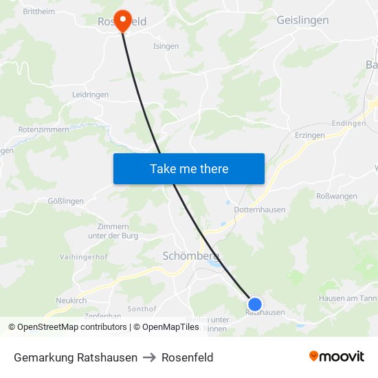 Gemarkung Ratshausen to Rosenfeld map