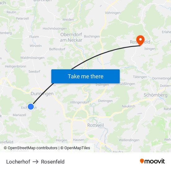 Locherhof to Rosenfeld map