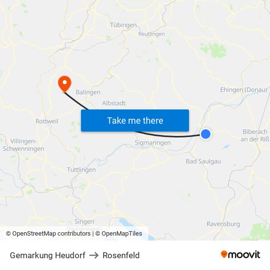 Gemarkung Heudorf to Rosenfeld map