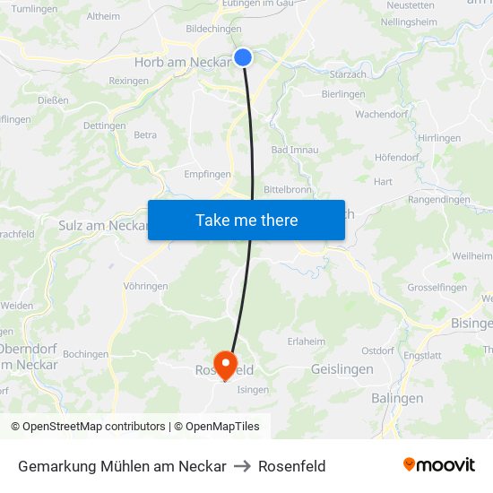 Gemarkung Mühlen am Neckar to Rosenfeld map