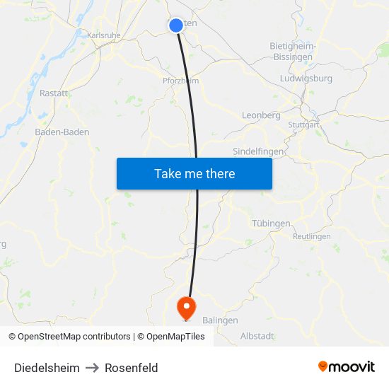 Diedelsheim to Rosenfeld map