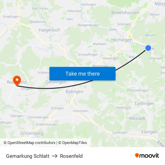 Gemarkung Schlatt to Rosenfeld map
