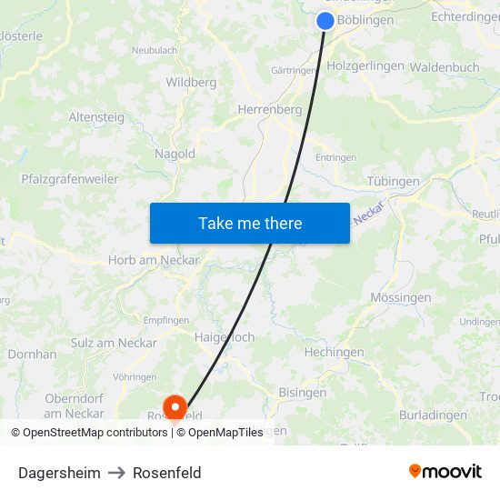 Dagersheim to Rosenfeld map