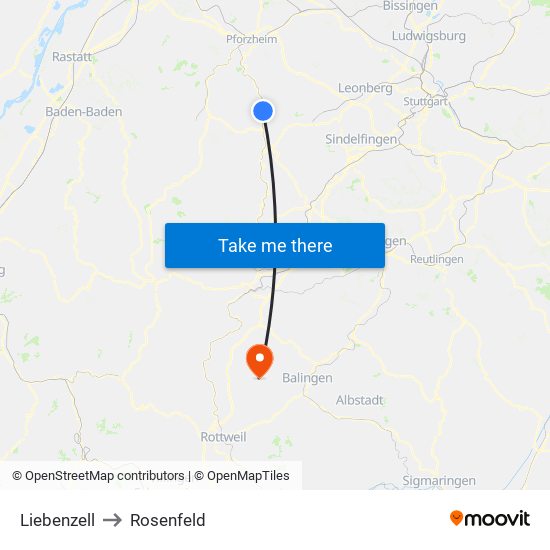 Liebenzell to Rosenfeld map