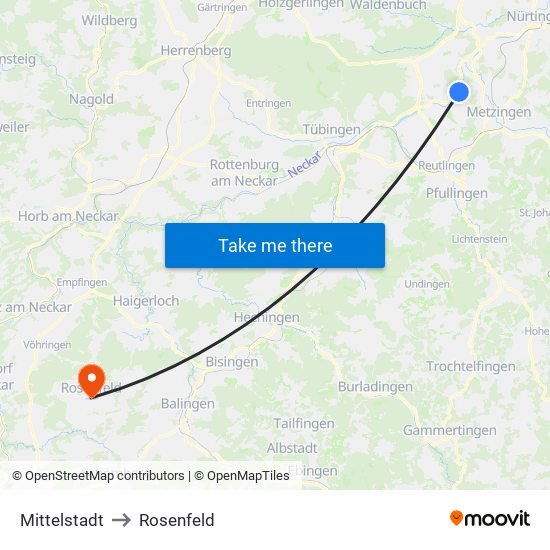 Mittelstadt to Rosenfeld map