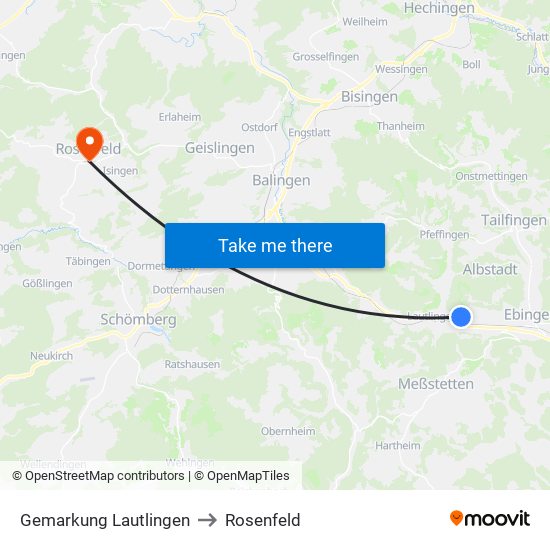 Gemarkung Lautlingen to Rosenfeld map