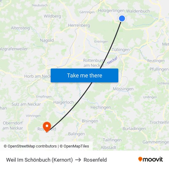 Weil Im Schönbuch (Kernort) to Rosenfeld map