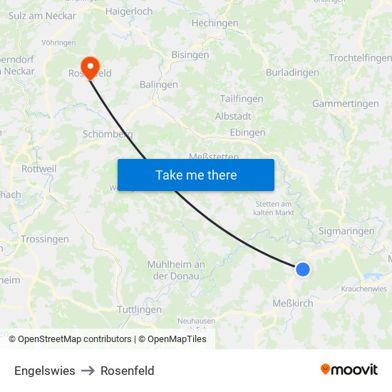 Engelswies to Rosenfeld map