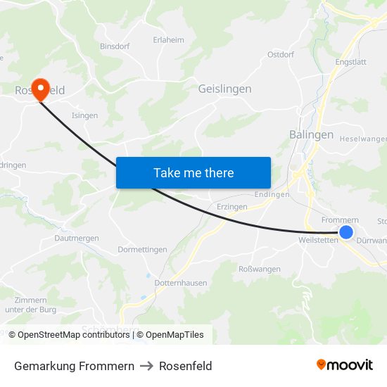 Gemarkung Frommern to Rosenfeld map