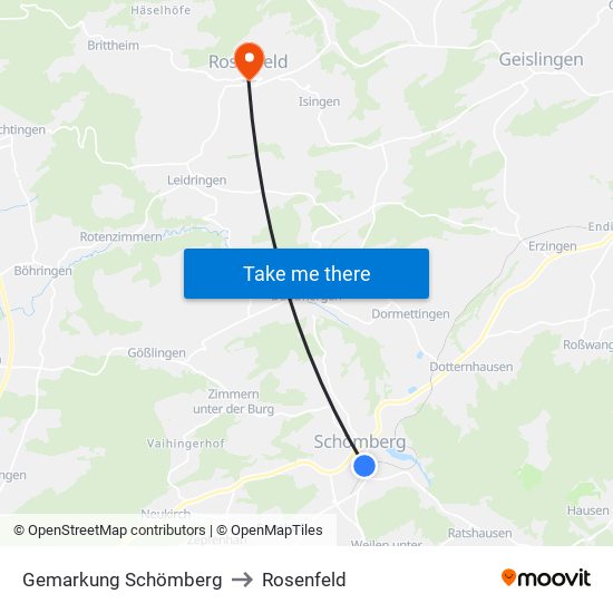 Gemarkung Schömberg to Rosenfeld map