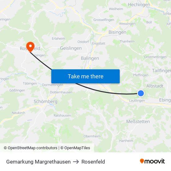 Gemarkung Margrethausen to Rosenfeld map